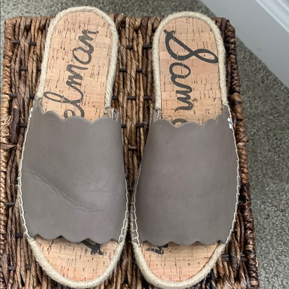 Sam Edelman Taupe/Grey Leather Slide Size 8.5
